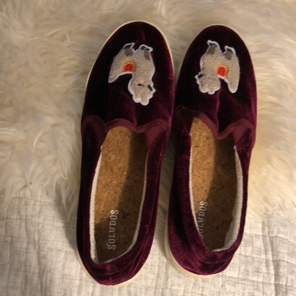 Soludos “Llamas” velvet wine colored loafers EUC (BinD1) - Picture 3 of 6